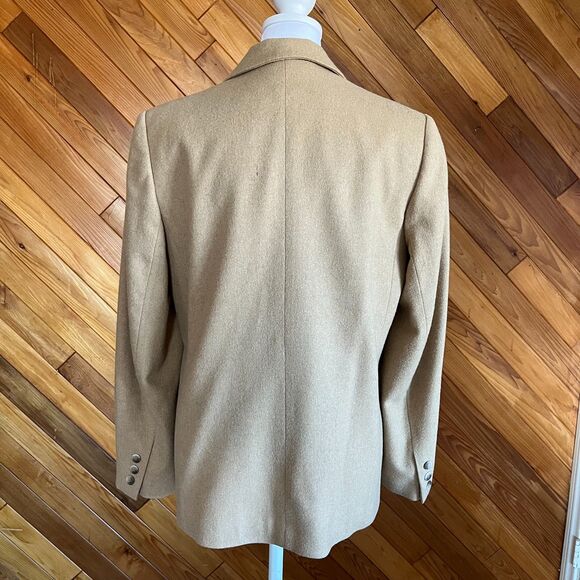 Vintage 70s Tan Wool Blend Blazer - Picture 4 of 8
